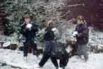 Pupils playing in snow