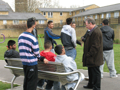 Phil talking to young people at Langdon Park